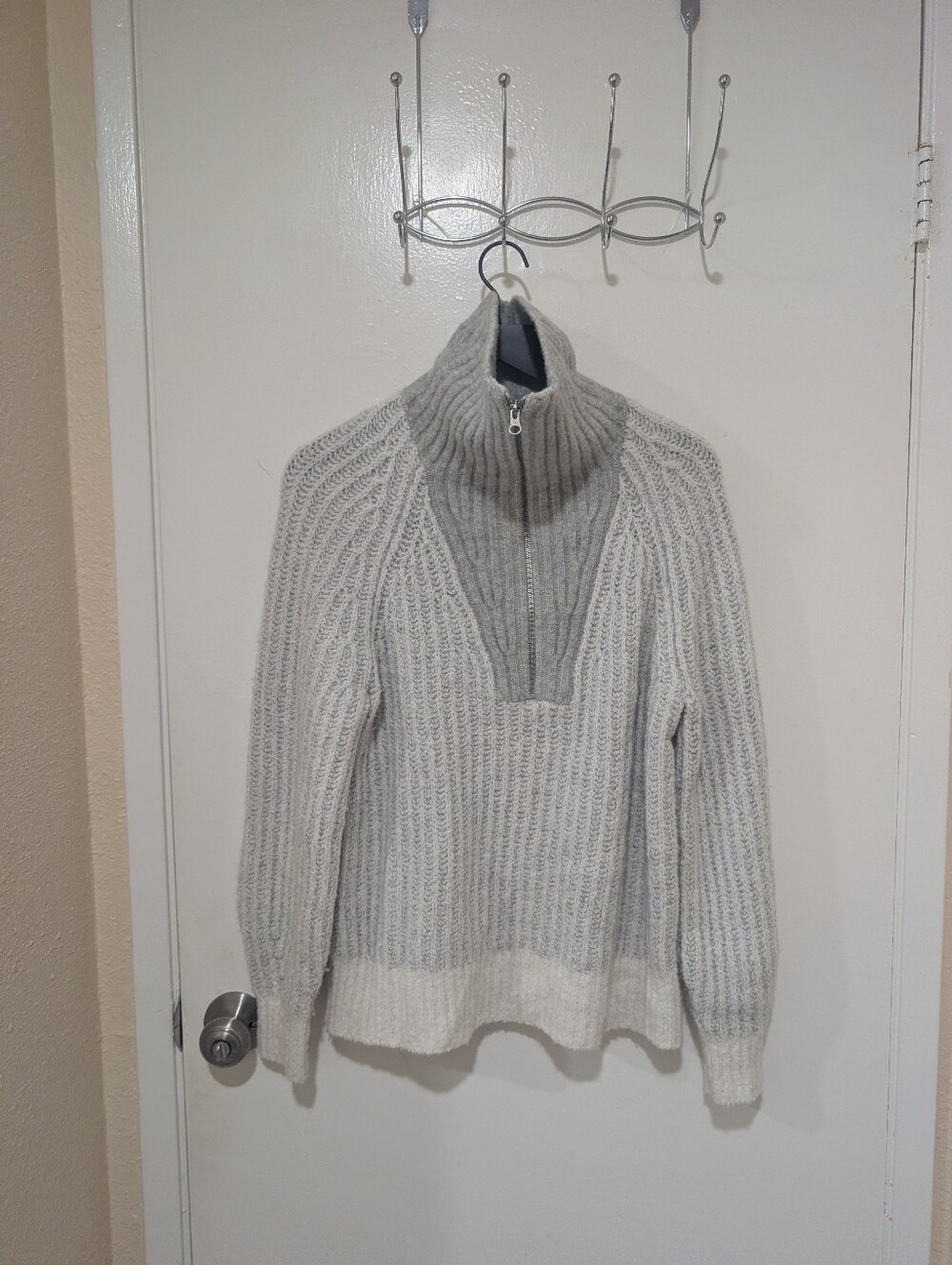 Everlane Grey Luxe Teddy Wool Oversized Half Zip Knit Sweater - Picture 5 of 16